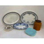 3x Meat Plates, Vintage Hornsea Storage Jar and Myott Plates etc