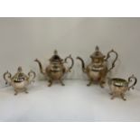 Silver Plated Teapot, Coffee Pot, Milk Jug and Sugar Bowl