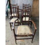 5x Inlaid Edwardian Dining Chairs