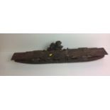 Trench Art Model of Aircraft Carrier - Ark Royal 1 Launched in 1937 - 70cm long