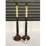 Pair of Barley Twist Lamp Bases