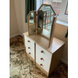 Pair of Bedsides and Trifold Mirror