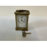 Brass Mantel Clock with Key (Glass in Top is Loose)