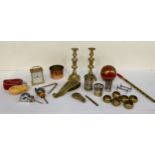 Brassware, Copper Bowl, Thorens Wind-up Dry Shaver and Napkin Rings etc