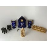 Clock Garniture, Elephants and Resin Ornaments - Last Supper
