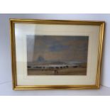 Victorian Signed Framed Watercolour - Holy Island