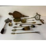 Brass Fire Irons, Shoe Horns, Utensils and Bellows etc