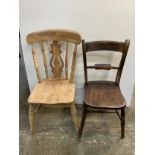 Beech Splat Back Chair and Mahogany Chair