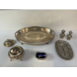 Silver Plated Tray, Salt and Pepper Pots etc