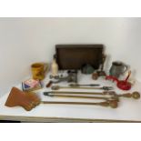 Fire Irons, Mincer, Bean Slicer and Wooden Tray etc