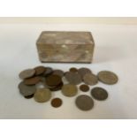 Mother of Pearl Box and Contents - Coins