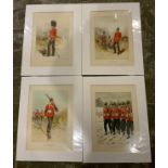 4x Original Chromolithographs of British Soldiers Walter Richards 1890 Matching Mounts