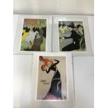 3x Toulouse Lautrec Parisian Prints