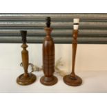 3x Wooden Lamp Bases