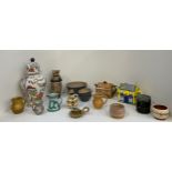 Masons Lidded Jar, Studio Pottery Jugs Bowls etc, Oriental Vase and Teapot Houses