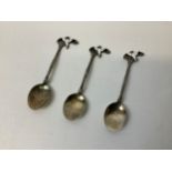 Silver Teaspoons with Enamel Birds