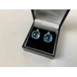 18ct White Gold Aquamarine and Diamond Set Earrings - Approx 5ct Each