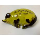 CH Brannam Barnstaple North Devon Slipware Art Pottery Pig- Dated 1903 - No damage or Repair -