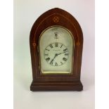 Mahogany and Inlay Mantel Clock - Spencer Thorn Bude - 36cm H