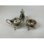 Silver Mustard and Salt Set with Spoons and Silver Pepperette - 133gms