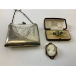 Purse, Cameo and Brooch