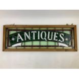 Stained Glass Antiques Shop Sign - 38" x 14"