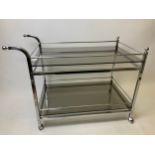 Vintage Mid 20th Century Chrome and Smoked Glass Drinks Trolley - Heals/Harrods