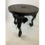 Carved Elephant Table - 63cm H x 60cm Diameter