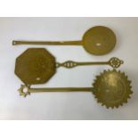 3x Victorian Brass Cream Skimmers