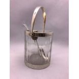 Silver Mounted Preserve Pot with Automatic Lid and Silver Spoon