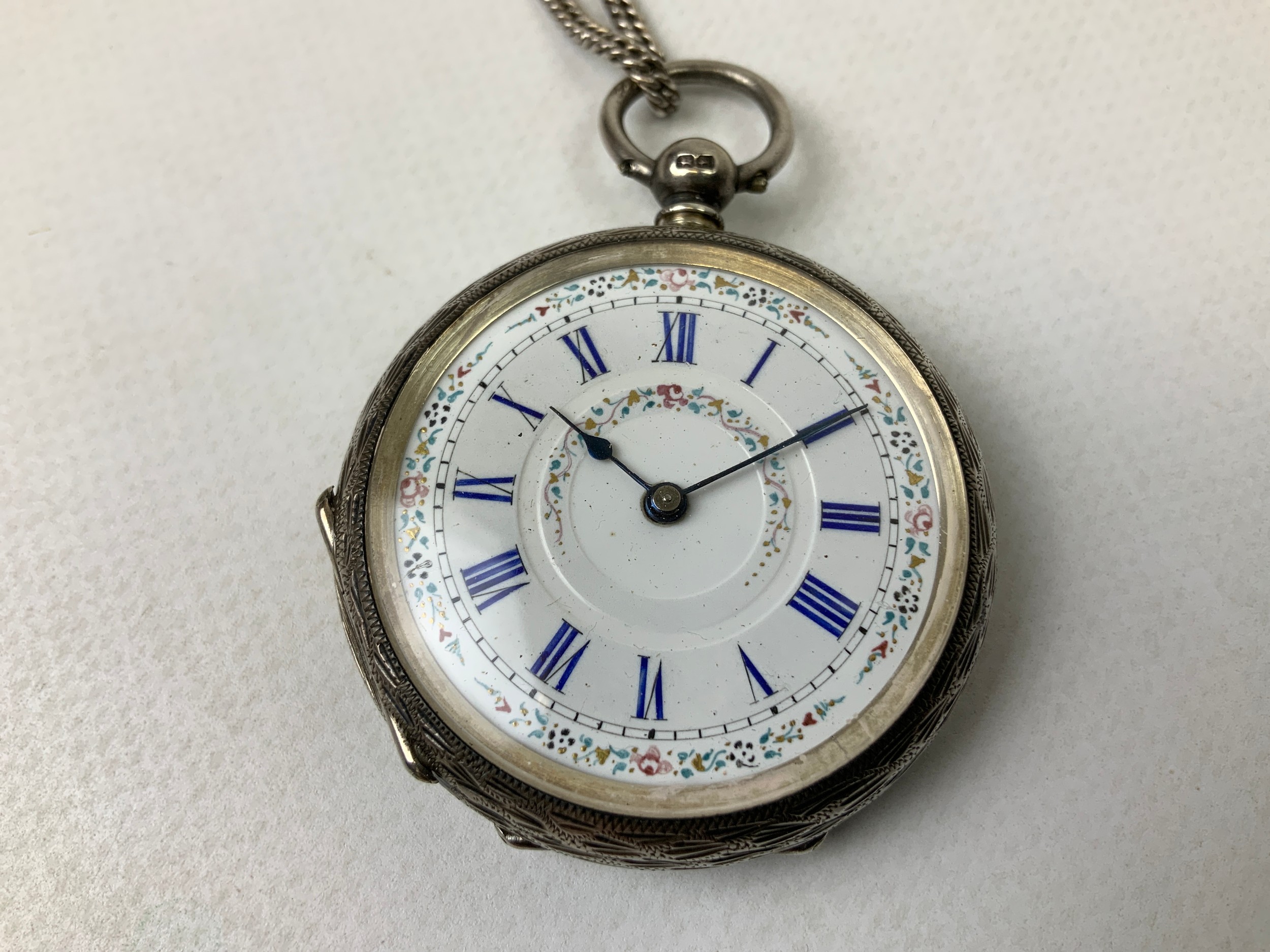 Silver Pocket Watch on Silver Chain - Image 3 of 4