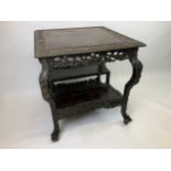 19th Century Carved Hardwood Chinese Table - 64cm Square x 67cm H