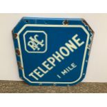 Enamel Sign RAC Telephone - 54cm Square