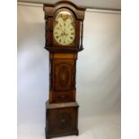 19th Century Inlaid Longcase Clock with Painted Face - Brindley Newcastle - Heard Running for a