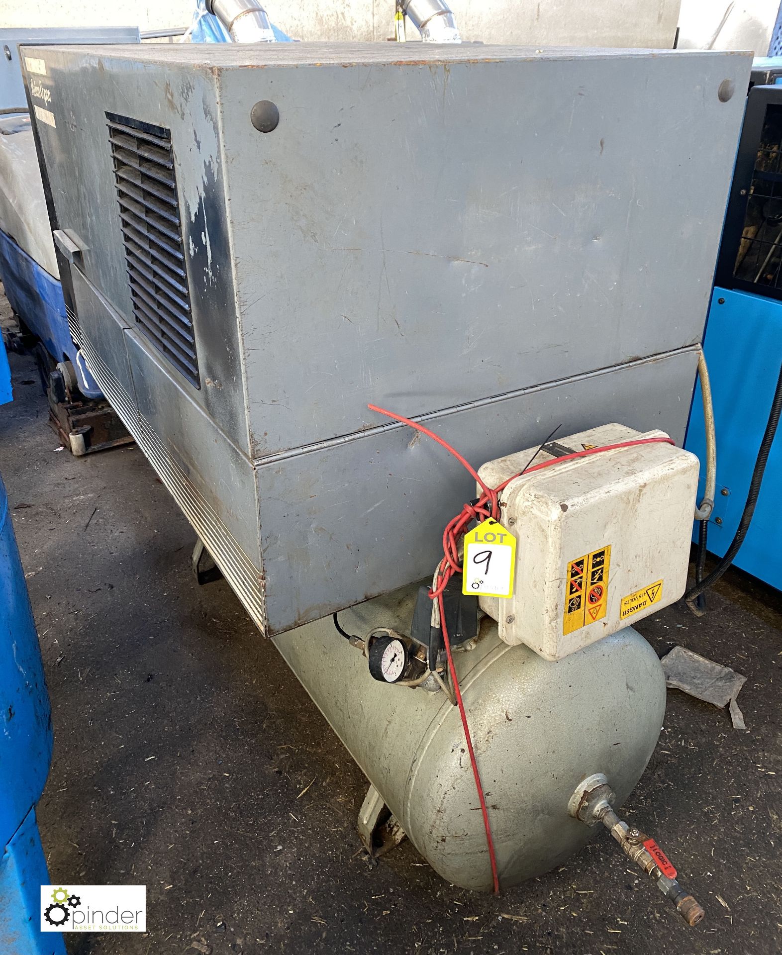 Atlas Copco LE9 receiver mounted Air Compressor, 10bar, 415volts, with insulated cabinet (please