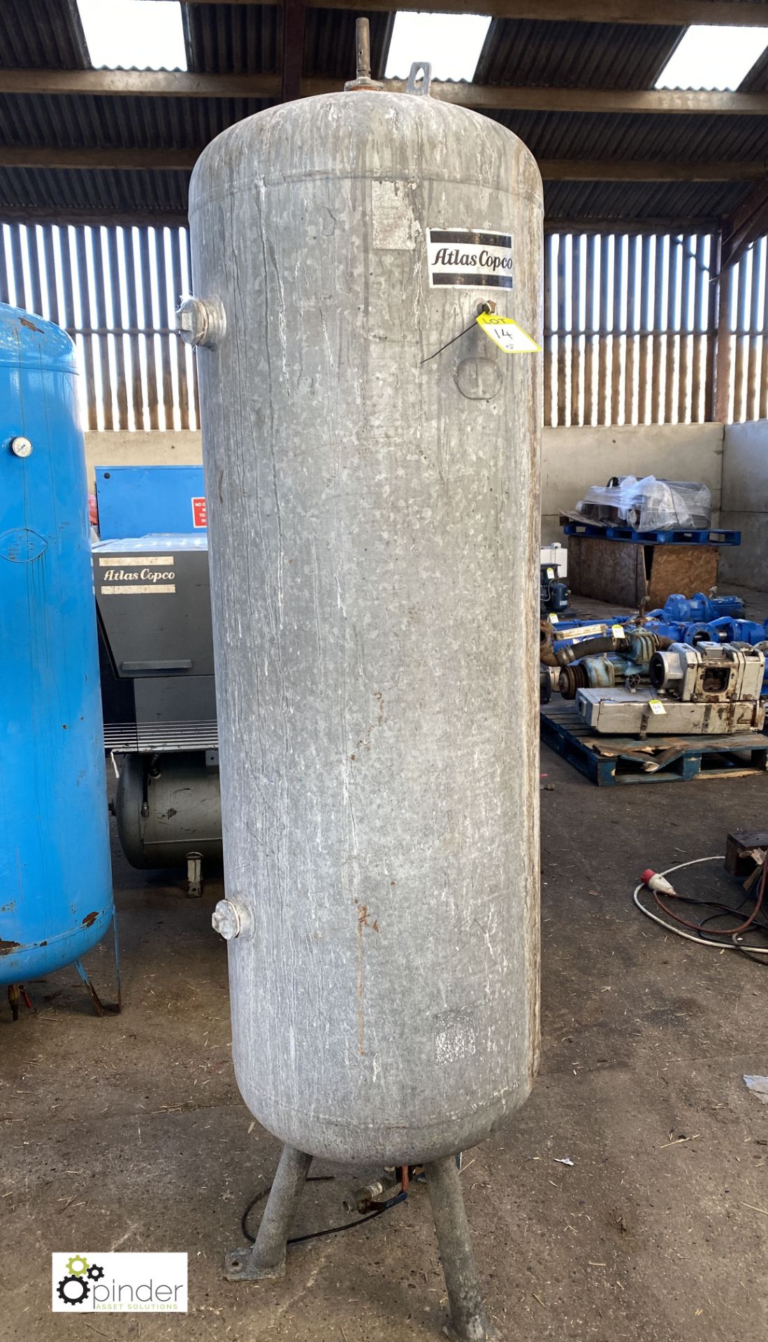 Atlas Copco Vertical Air Receiving Tank, 11bar, 500litres (please note this lot has a lift out fee