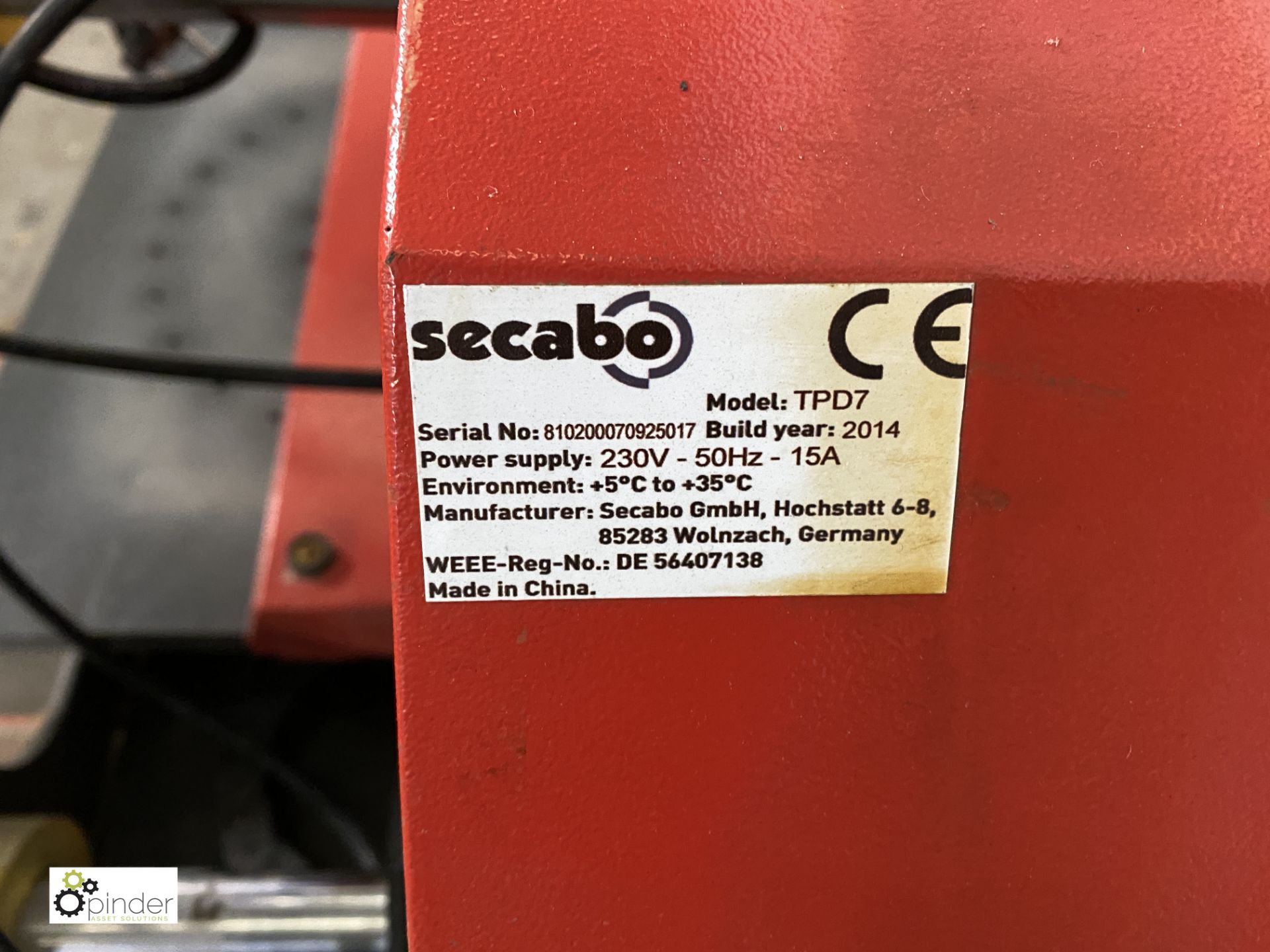 Secabo TPD7 Transfer Press, 230volts, year 2014 (LOCATION: Penistone) (please note there is a lift - Image 4 of 5