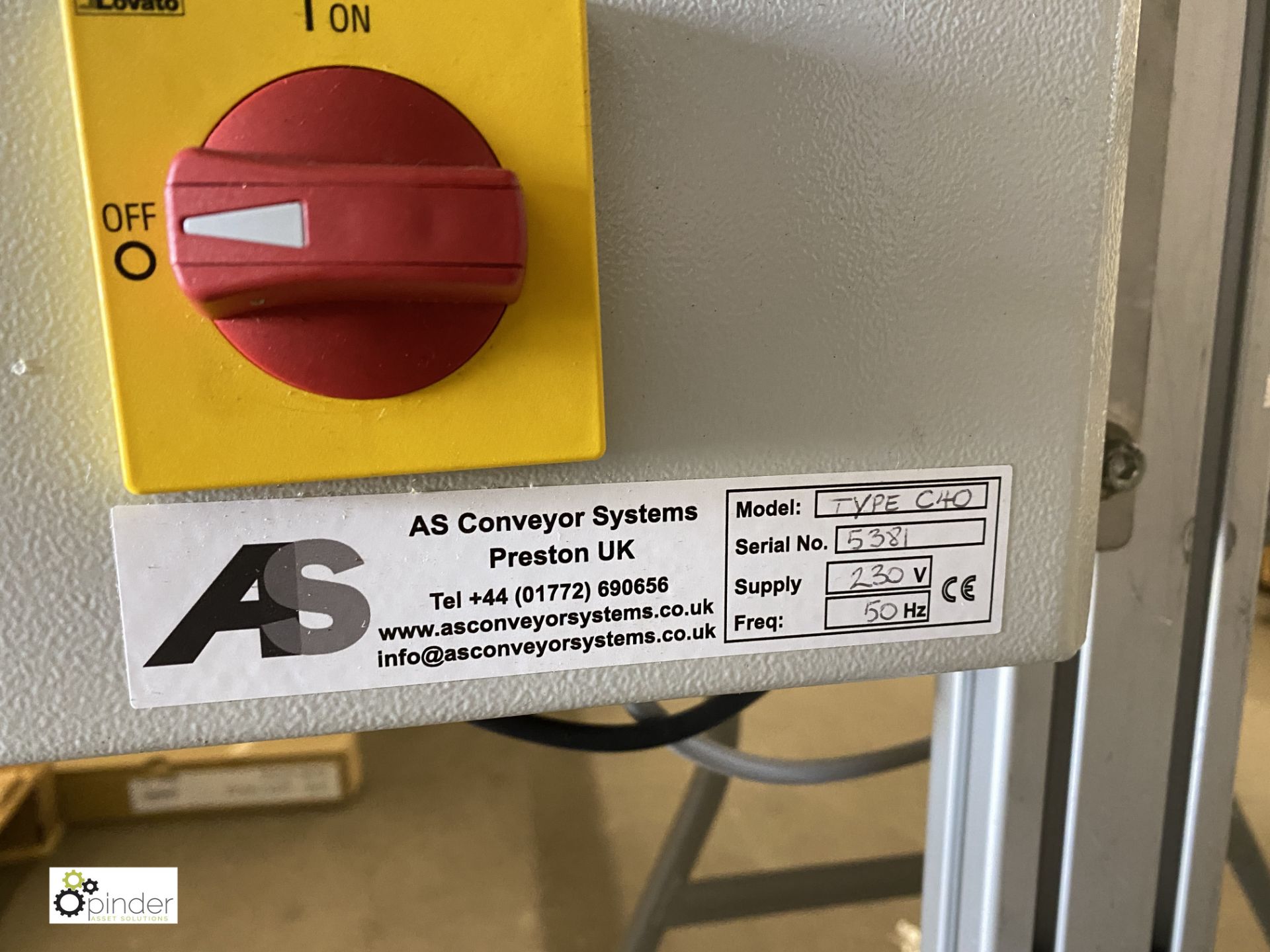 AS Conveyors Systems powered Belt Conveyor, 1500mm x 190mm, 240volts (LOCATION: Penistone) (please - Image 3 of 3