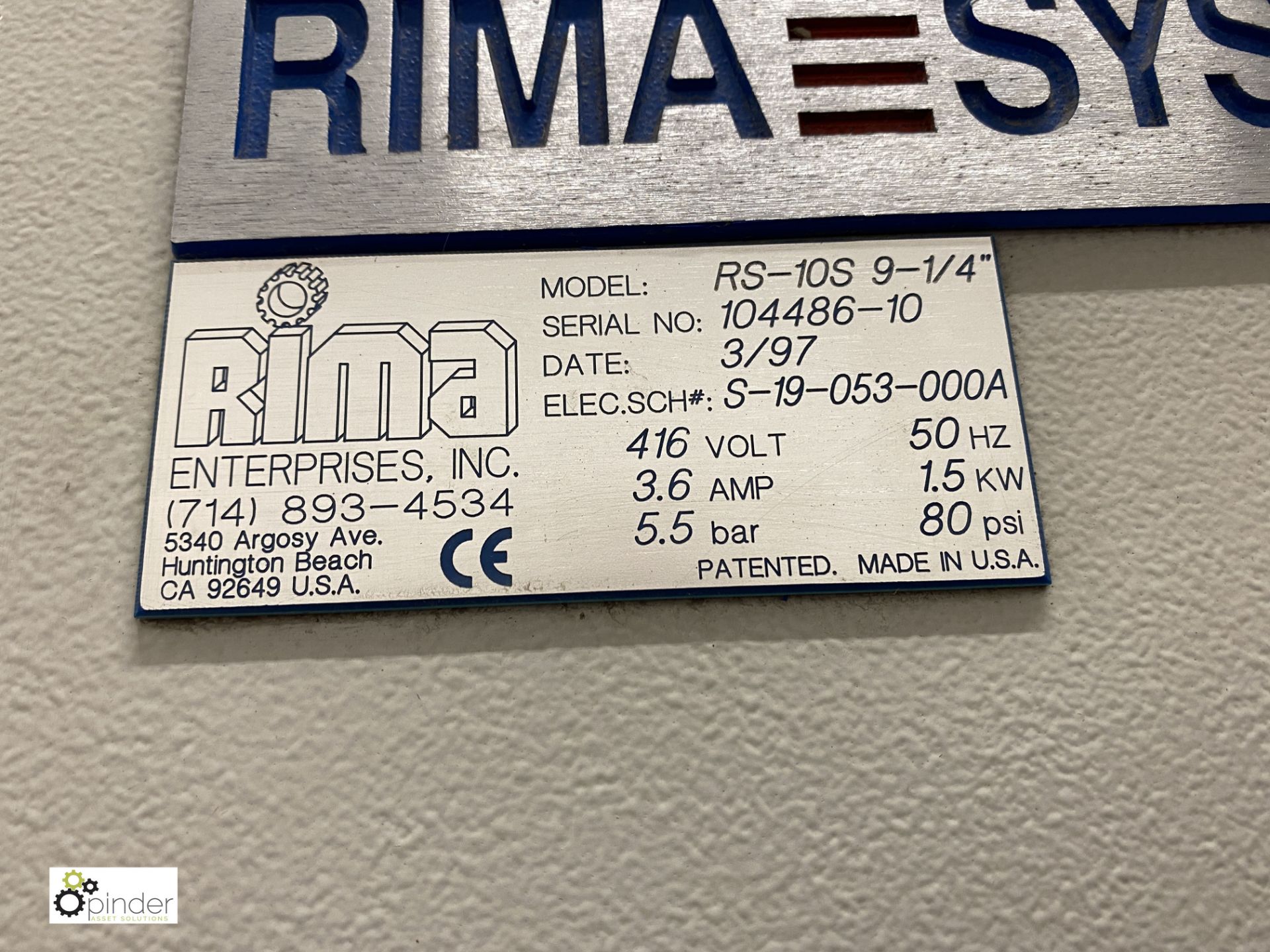 Rima RS10S 9 - ¼in Stacker, 416volts, serial number 104486-10 (LOCATION: Penistone) (please note - Image 4 of 7