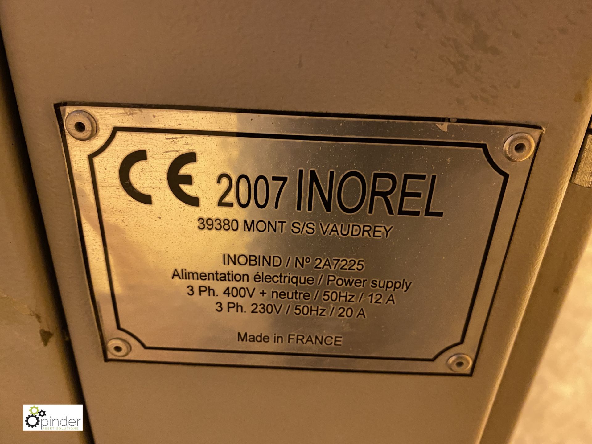 Inorel Inobind single clamp semi auto Binder, 230volts, serial number 2A7225 (LOCATION: - Image 5 of 5