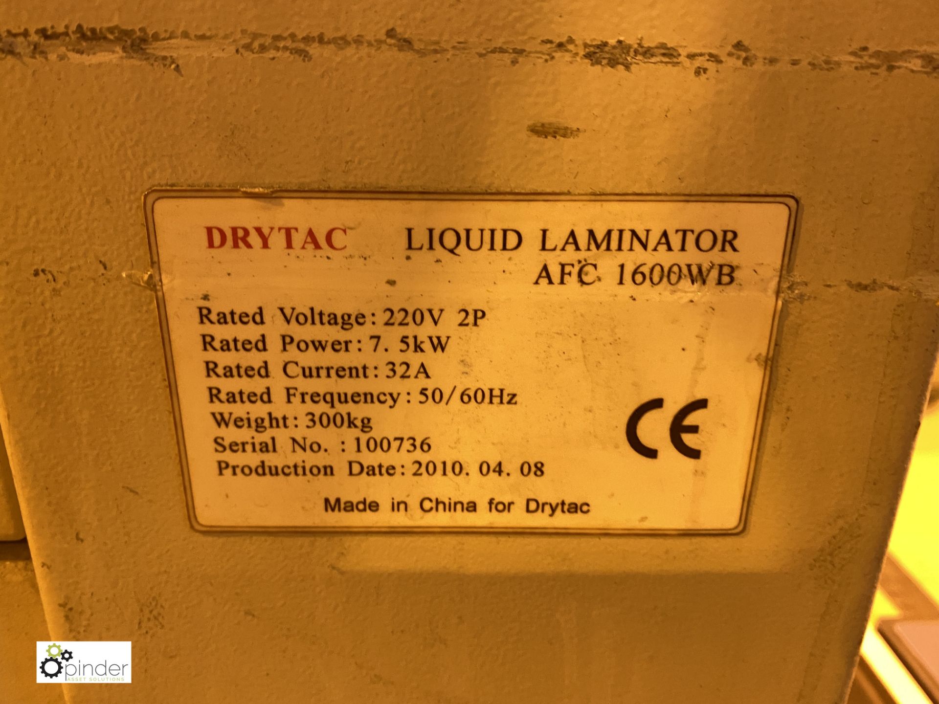 Brytac AFC 1600WB Liquid Laminator, 1600mm width, 220volts (LOCATION: Wakefield) (please note - Image 3 of 3