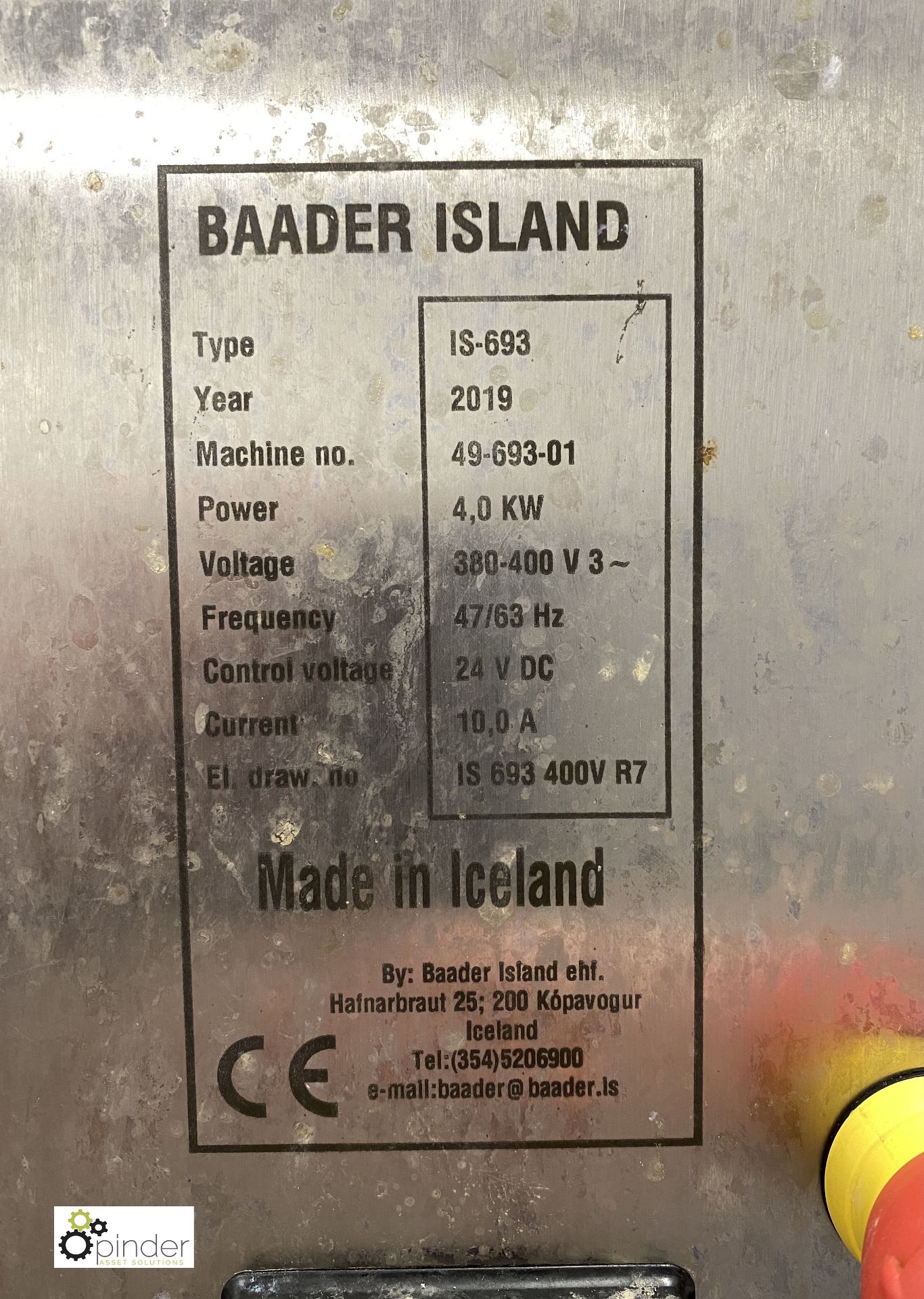 Baader Island IS-693 high speed Fish Descaler used for salmon, year 2019, serial number 49-693-01 ( - Image 5 of 19