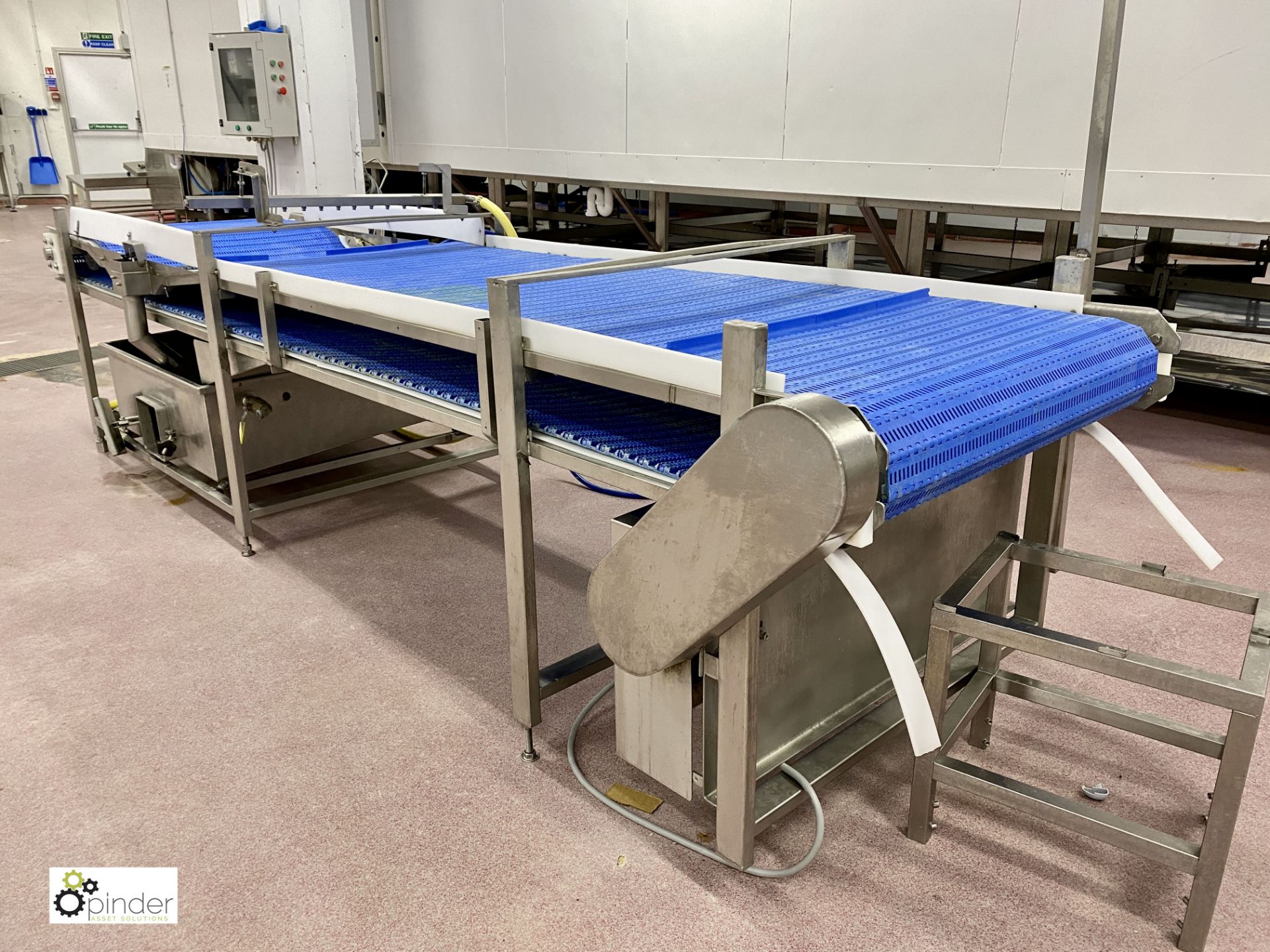 Water Spray Conveyor System, 3850mm x 895mm wide, with 15-nozzle spray unit, collection tank, - Image 9 of 9