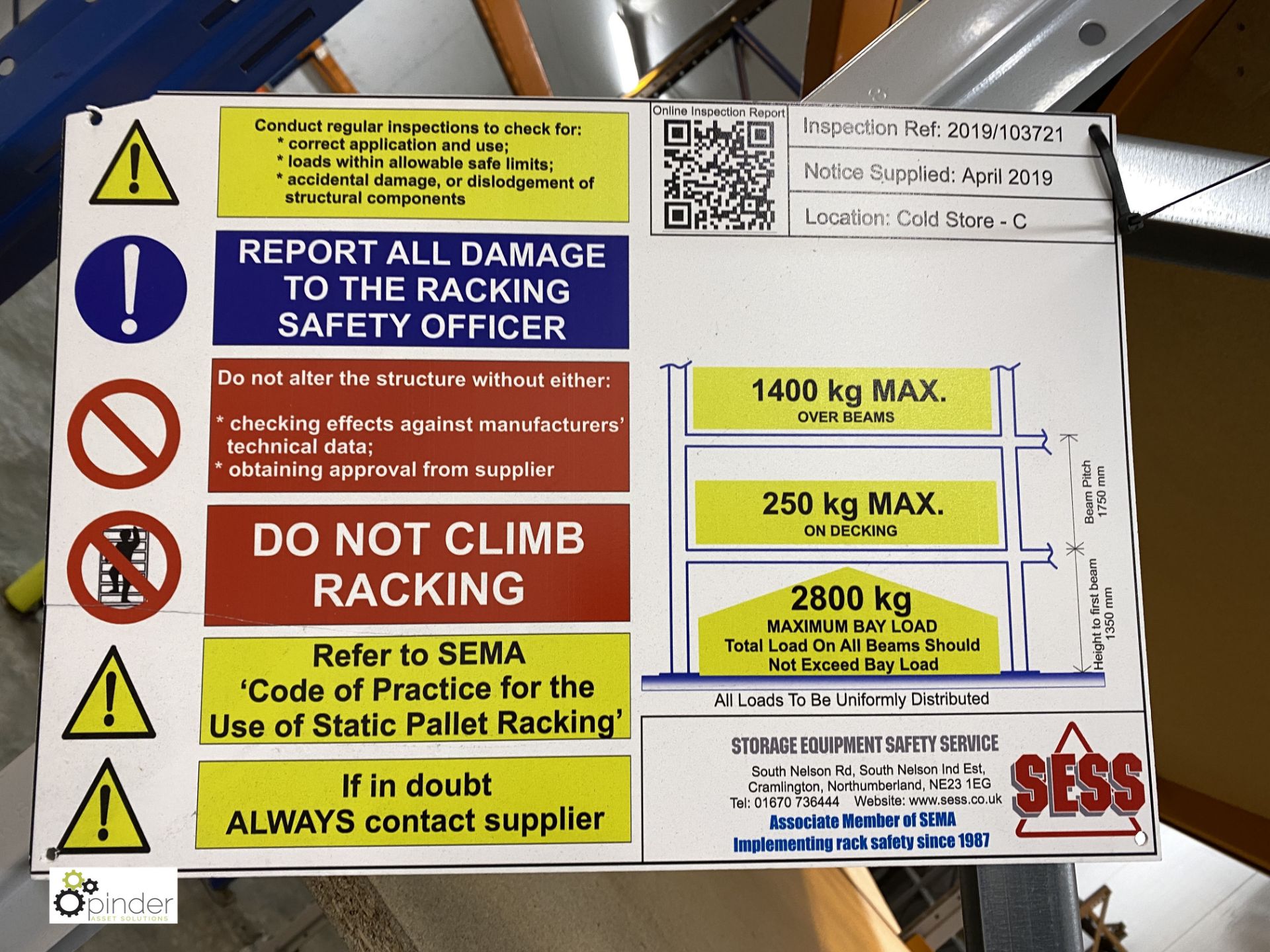 4 bays Pallet Racking, 5 uprights 3000mm x 1100mm and 14 beams 2250mm (please note there is a lift - Image 6 of 6