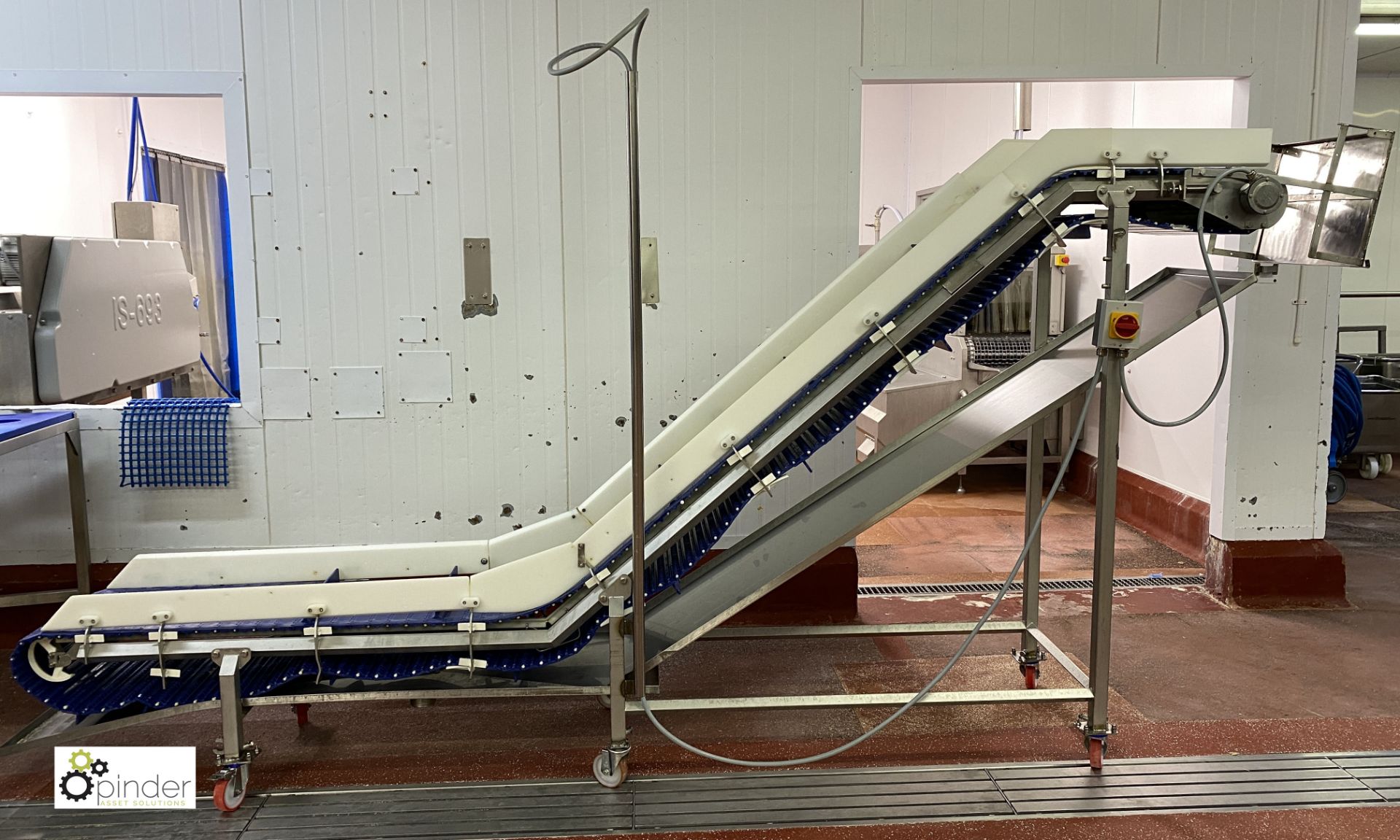 Carnitech PM45 stainless steel mobile swan neck Belt Conveyor, 350mm wide, 1690mm max height, 3600mm