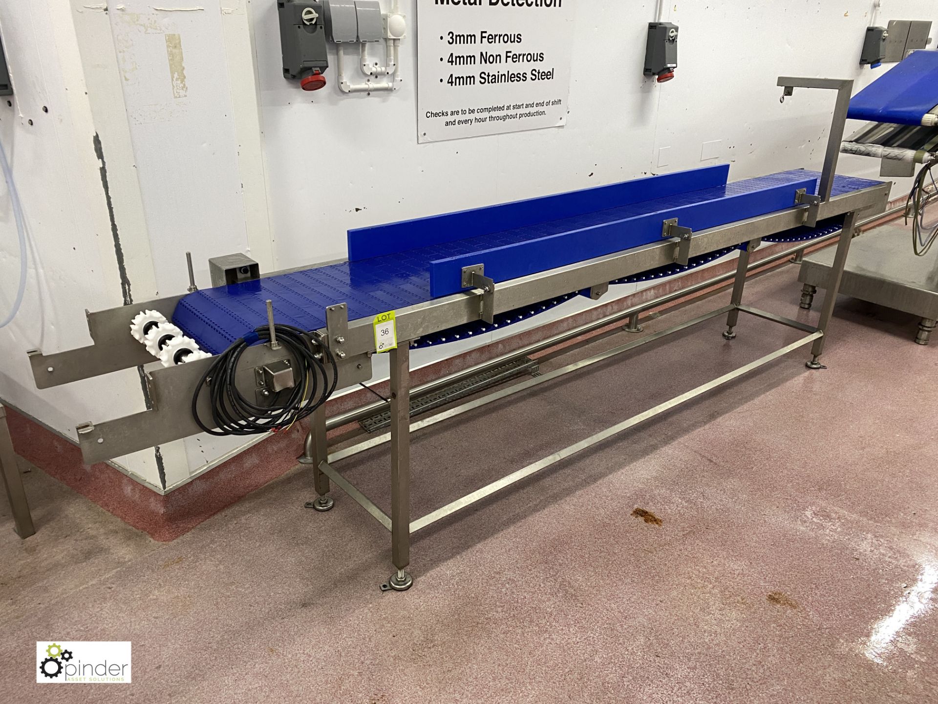 LAC stainless steel powered modular Conveyor, belt width 455mm, belt length 3450mm, year 2017, - Image 3 of 5