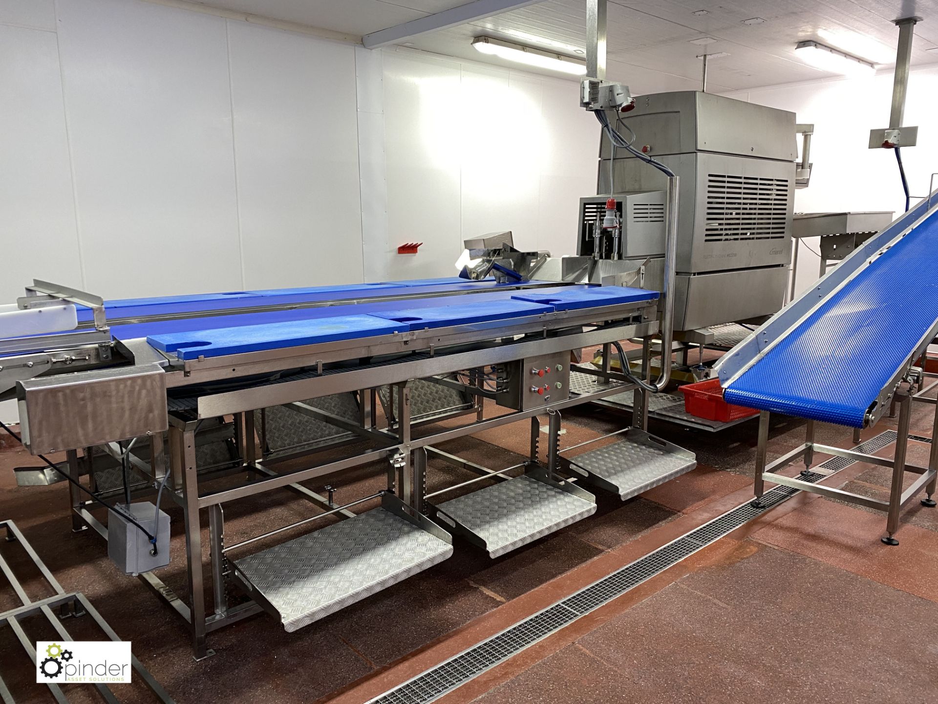 Twin lane manual Filleting Table, with 2 central conveyors 330mm wide x 4100mm long, 6 manual - Image 3 of 7