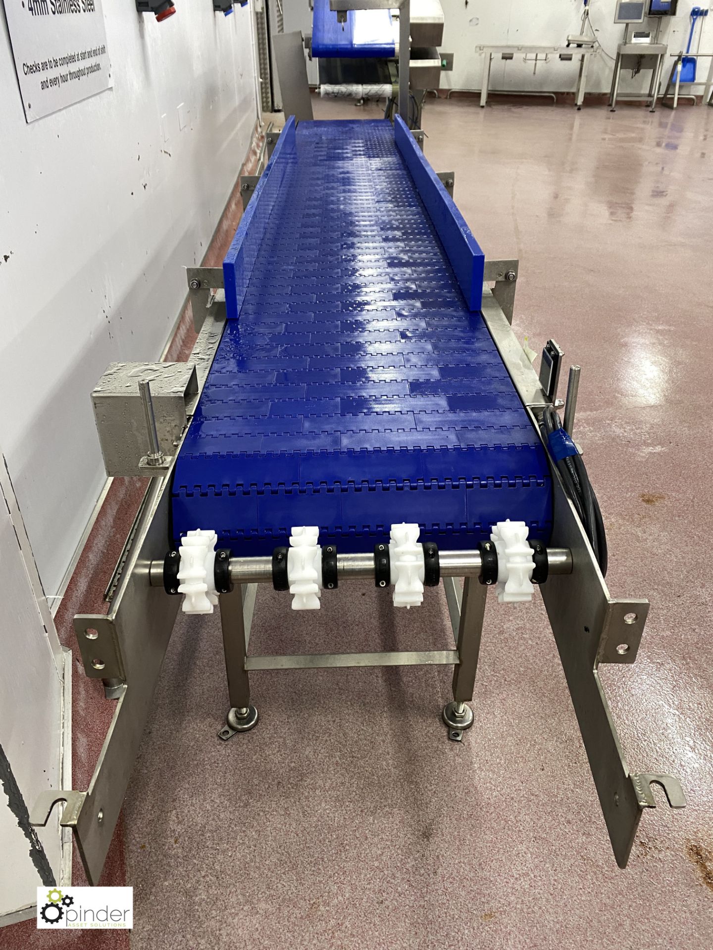 LAC stainless steel powered modular Conveyor, belt width 455mm, belt length 3450mm, year 2017, - Image 4 of 5