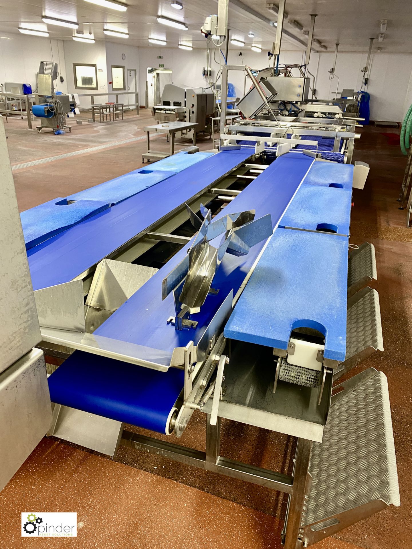 Twin lane manual Filleting Table, with 2 central conveyors 330mm wide x 4100mm long, 6 manual - Image 4 of 7