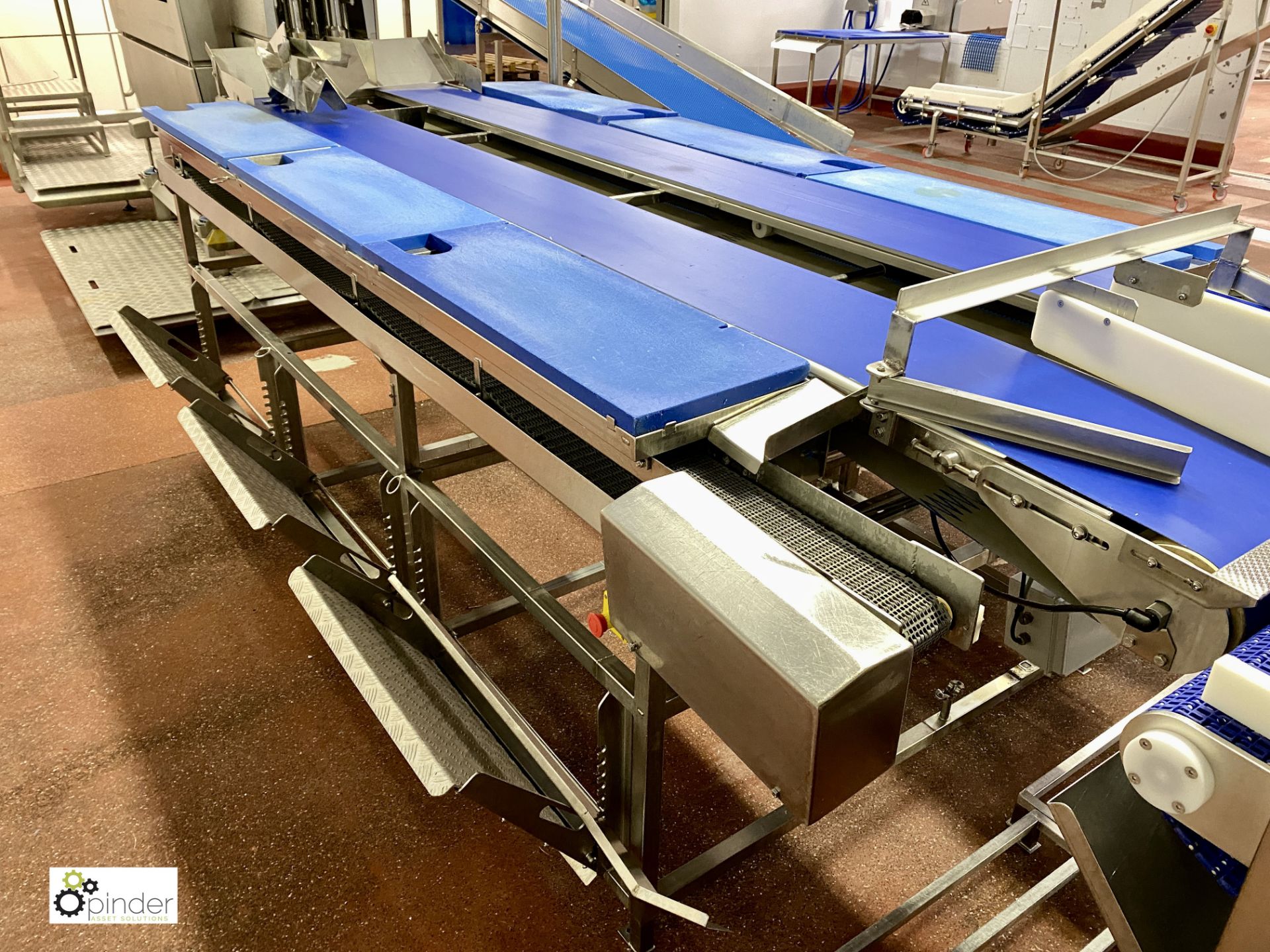 Twin lane manual Filleting Table, with 2 central conveyors 330mm wide x 4100mm long, 6 manual - Image 2 of 7